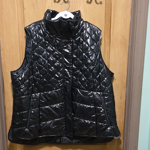 Talbots Jackets & Blazers - Talbots Shiny Black Quilted Vest